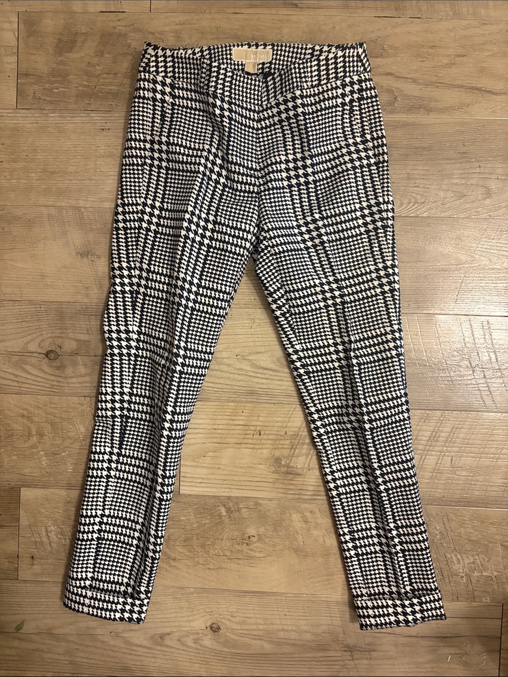 Michael Kors Black & White Houndstooth Ponte Pants